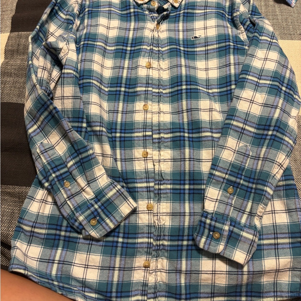 Boy's Vineyard Vines Flannel Plaid Button Down Collared Shirt